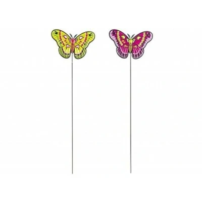 Image of 2 x Metal Colourful Butterflies ON STAKE Butterfly Garden Pot Ornament 61cm