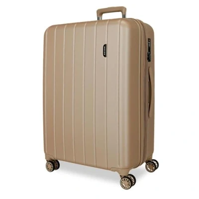 Image of Movom Wood Beige Big Suitcase 52x75x33 cm Rigid ABS TSA Lock 109 Litre 4.9 kg 4 Double Wheels