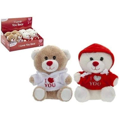 Image of B4E Valentine Teddy Bear Gift Toy with Heart For Loved One 5&quot; (Inch) Soft Fill White Velboa Stuffed I Love You Your On Valentines