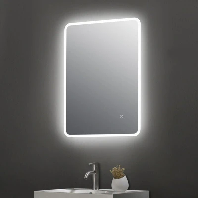 Image of Nuie LQ603 Lynx Modern Bathroom Wall Hung Ambient Lit LED Touch Sensor Mirror with Built In Demister Pad, 700mm x 500mm, White