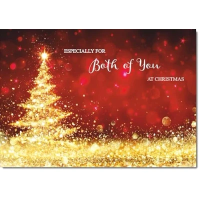 Image of doodlecards To Both of You Christmas Card Gold Abstract ChristmasTree Medium Size for with Plain Envelope