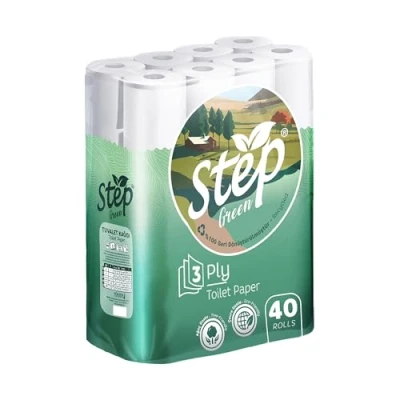 Image of Step 100% Recycled 120 Rolls Quilted Toilet Tissue Ultra Soft, Strong, and Sustainable 3 Ply Paper Bulk Pack (80)
