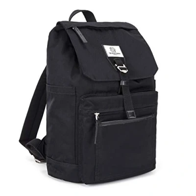 Image of SEVENTEEN LONDON Modern Black &#039;Fulham&#039; Fold Top Backpack in a Classic Urban Design Fits Laptops up to 15&quot;