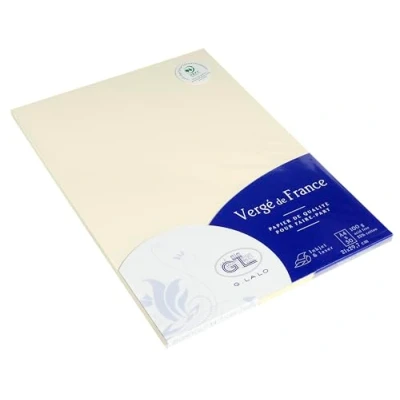 Image of Clairefontaine Ref 47216L G.Lalo Papier Palle Paper Sheets (Pack of 20) A4 in Size, 100gsm Paper, Acid Free &amp; Neutral pH, Printer Compatible Vergé De France