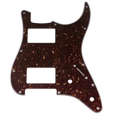 Image of Musiclily Pro 11 Holes ST HH Guitar Pickguard with Covered Humbucker 2 Pot Layout for Fender Squier Strat Style Electric Guitar, 4ply Tortoise Shell