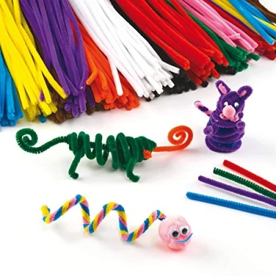 Image of Baker Ross EV6832 Fluffy Soft Pipe Cleaners, Value Pack of Craft Supplies for Kids (Pack 120), Assorted, 30cm