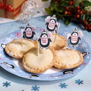 Image of Neviti Party Penguin Cupcake Picks, Pack of 20, White/Blue