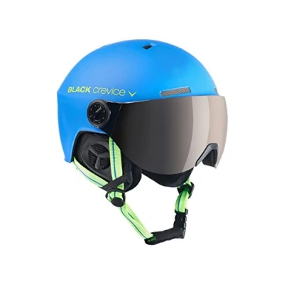 Image of Black Crevice Unisex Adult, Blue/Lime/Visor Silver, Ski Helmet Gstaad with Visor, S (51 53), 51 53 cm