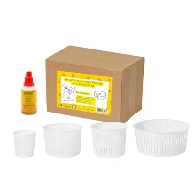 Image of AlcoFermBrew Cheese Mould Set of 32 pcs Round Forms Plastic for Soft Rennet