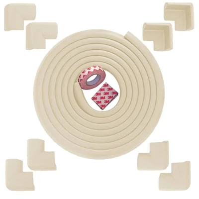 Image of Fairy Baby Safety Edge &amp; Corner Guards Colorful Childproofing Protection(19.7ft Guard+8 Guards) (Cream 6M)