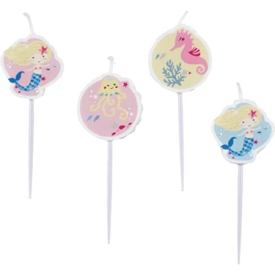Image of Amscan 9903048 4 Minipick Candle Be A Mermaid