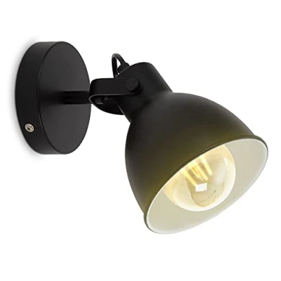 Image of B.K.Licht Wall Light, Rotatable spot, E27 Socket, Bulb not Included, Retro lamp, swivelling Spotlight, Vintage Industrial Black White