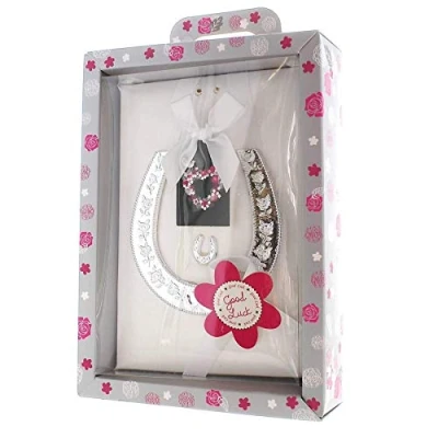 Image of Silver Good Luck Keepsake Horseshoe &amp; Grey Presentation Box Wedding Gift