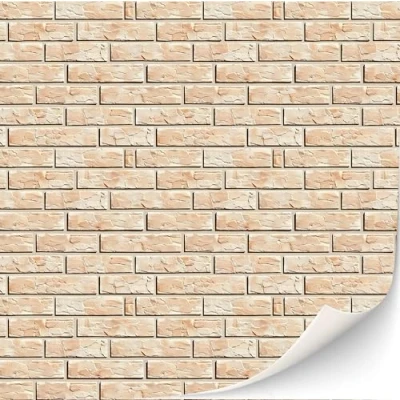 Image of 3 Sheets Self Adhesive Wall Cladding for Dollhouse 1:12 Scale (Creme colored bricks 1)