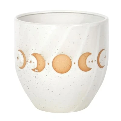 Image of Something Different Moon Phases Plant Pot (One Size) (Off White/Brown)