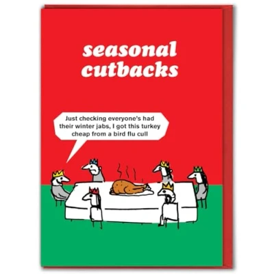 Image of Brainbox Candy Modern Toss Official Funny Christmas Card &#039;Turkey Bird Flu&#039; Humour Cards Cheeky For Him Her Friends Mates Sold