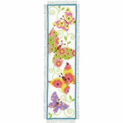 Image of Vervaco Bookmark Butterflies I Counted Cross Stitch Kit, Multi Colour