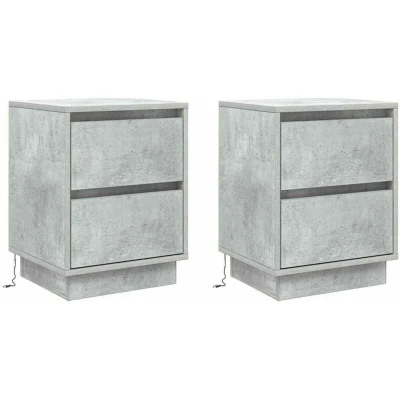 Image of vidaXL Bedside Cabinets with LED Lights 2 pcs Concrete Grey 39x34.5x50 cm