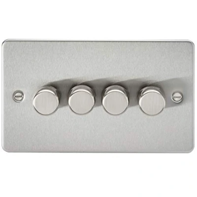 Image of KnightsBridge 4G 2 way 10 200W (5 150W LED) Intelligent Flat Plate Dimmer Brushed Chrome