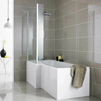 Image of Ceramica L Shaped Shower Bath Side Panel White Gloss MDF 1600mm