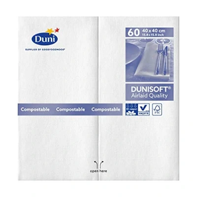 Image of Duni 150923 Dunisoft Large Pre folded Lunch Napkins, (1/8), 40 cm x cm, White (Pack of 720)
