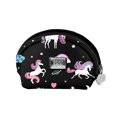 Image of Oh My Pop! Unicorn Oval Coin Purse, Black, 11.5 x 9 cm