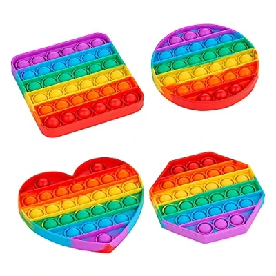 Image of KICOSOADT Pop it XXL toys, 4 packs Rainbow (Extra Large Silicone, Sensory, Over 3 years old), stress reliever