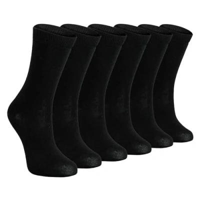 Image of 6 Multipack Childrens Plain School Socks Boys &amp; Girls 3 Sizes Cotton Rich (3 Years, Black)