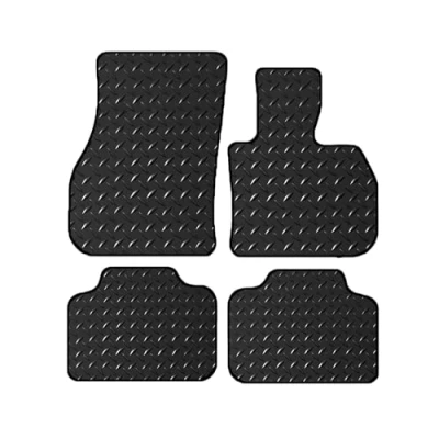 Image of Lusso Rubber Mats for Car Tailored/Compatible to MINI Countryman 2016 Onwards F60 Heavy Duty 3mm 4 Piece Set (Red Edging)
