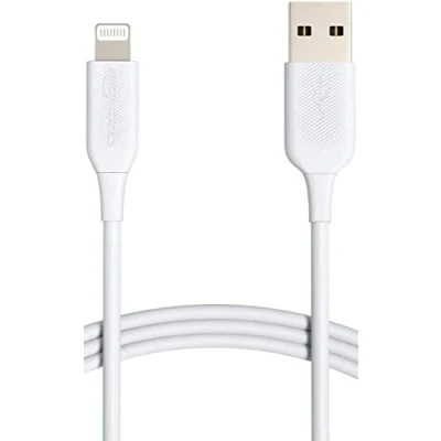Image of Amazon Basics Lightning to USB A Cable MFi Certified iPhone Charger, White, 0.9 m