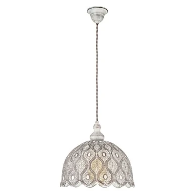 Image of Eglo 49717 Talbot 2 Pendant Light in Antique White Steel