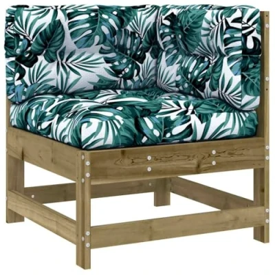 Image of vidaXL Impregnated Pine Wood Corner Garden Sofa with Cushions Outdoor Patio Furniture Anthracite Comfort Modular Lounge Seating for Terrace &amp;