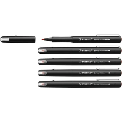 Image of STABILO dr!ver Premium Felt Tip Pen Medium Pack of 5 Red