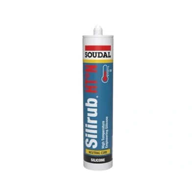 Image of Soudal Silirub HT N Neutral Cure Heat Resistant Silicone Sealant Cartridge Black 300ml High Temperature up to 280C Highly flexible And Weatherproof, External Internal