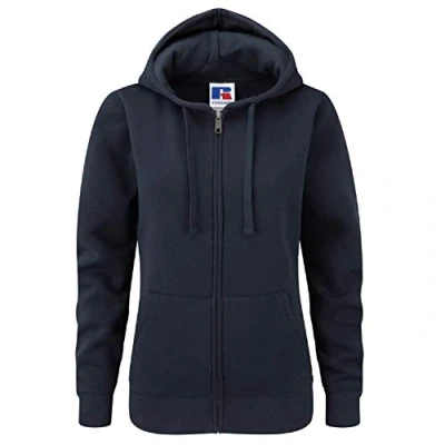 Image of Russell Athletic Womens Ladies Premium Authentic Zipped Hoodie (3 Layer Fabric) (French Navy) Multicolour Size X Large