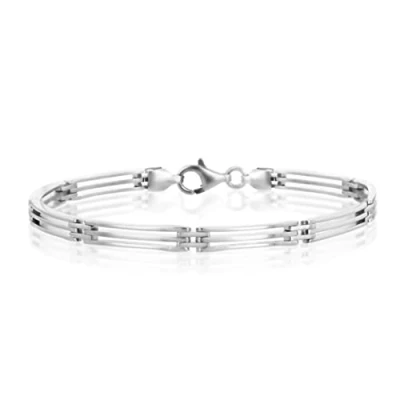 Image of Tuscany Silver Women&#039;s Sterling 3 Bar Flexible Bracelet of 18cm/7&quot;