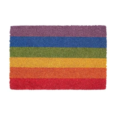 Image of 90cm x 60cm Multicoloured Rainbow Coir Door Mat By Nicola Spring