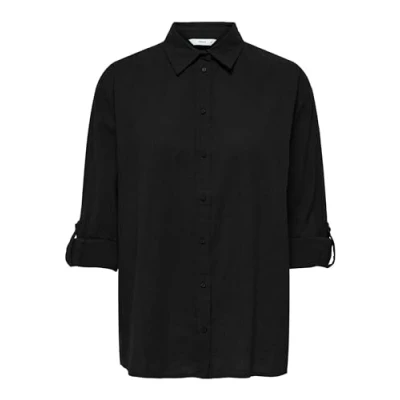 Image of ONLY Women&#039;s Onltizana Cotton L/S Shirt WVN Long Sleeve Blouse, Black, XS
