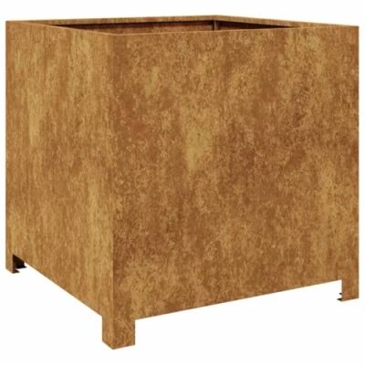 Image of vidaXL Garden Planter Plant Pot Corten Steel Outdoor Container Box, 50x50x50cm Brown