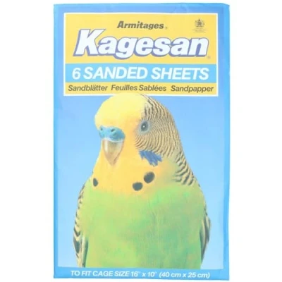 Image of AB Tools 6 Sanded Sheets Sandpaper Cage Lining Budgies Caged Birds 25x40cm