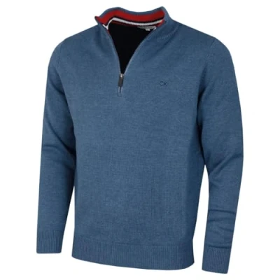 Image of Calvin Klein Mens 1/2 Zip CK Golf Sweater Denim Marl Sport XXXXXL