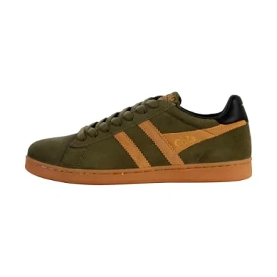 Image of Gola Men&#039;s Equipe Ii Suede Sneaker, Khaki/Tobacco/Black, 11 UK