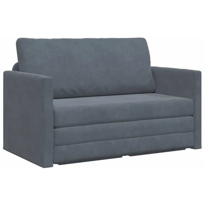 Image of vidaXL Floor Sofa Bed 2 in 1 Dark Grey 124x204x61 cm Velvet