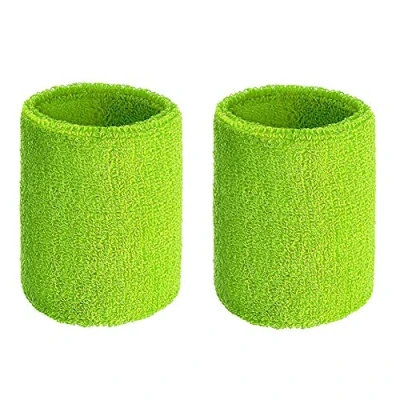 Image of HshDUti Sweatband, Wrist Sweatband 2 Pack, 4 Inch Sports Wristband Soft Thicken Cotton,for Tennis Gymnastics Football Basketball, Running Athletic Light Green