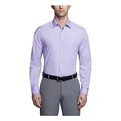 Image of Van Heusen Men&#039;s Poplin Fitted Solid Point Collar Dress Shirt, Lavender, 16&quot; Neck 36&quot; 37&quot; Sleeve