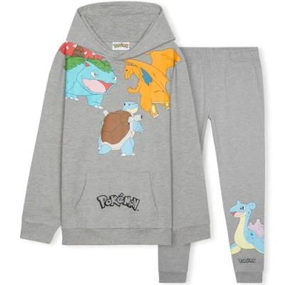 Image of Pokemon Boys Tracksuit Set, Comfy Loungewear Activewear Anime Gifts for (Grey, 9 10 Years)