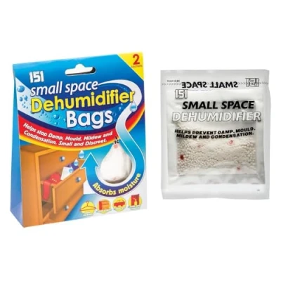 Image of 2 Pack Small Space Dehumidifier Bags 4 Sachets Helps Damp Mould Mildew Condensation Wardrobe Caravan Drawers Cars (2)