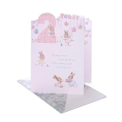 Image of UK Greetings 2nd Birthday Card for Girl Special Design