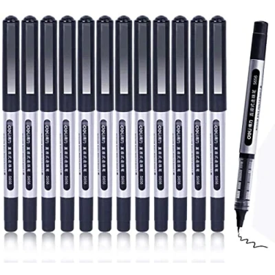Image of Liquid Ink Rollerball Pens, GXR 12 PCS 0.5mm Extra Fine Point Quick Drying Rolling Ball Black Pen for Office, Home, Company, School