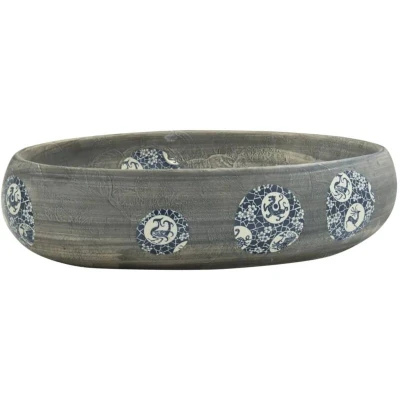 Image of vidaXL Countertop Basin Grey Oval 59x40x15 cm Ceramic
